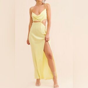 For Love & Lemons Kyra Cut Out Maxi Dress Yellow Size XS